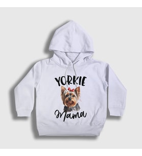 Presmono Unisex Çocuk Beyaz Yorkie Mama Mom Yorkshire Terrier Annesi Kapüşonlu Sweatshirt 556597tt