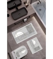 Bambu Kumaş Kaymaz Tabanlı Yıkanabilir 3'lü Klozet Takımı Dijital Baskı Banyo Paspas Seti BKLZ0002