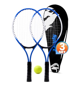 3lü SET Deluxe 21 İnç Çocuk Genç Tenis Raketi SETİ Çantalı Çocuk Tennis L2 53 cm Mavi 670