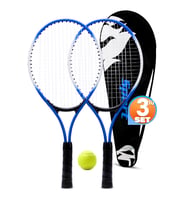 3lü SET Deluxe 21 İnç Çocuk Genç Tenis Raketi SETİ Çantalı Çocuk Tennis L2 53 cm Mavi 670