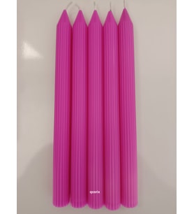 qosrix 5'li Açık Pembe Şamdan Soya Mumu 1. Kalite Soya Doğal Pudra Kokulu Uzun Çubuk Konik Mum Dekoratif