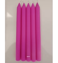 qosrix 5'li Açık Pembe Şamdan Soya Mumu 1. Kalite Soya Doğal Pudra Kokulu Uzun Çubuk Konik Mum Dekoratif