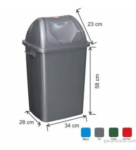 Garanti Metal 7400 Plastik Çatı Kapaklı Çöp Kovası (65 Litre)