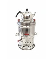 Kızılelmada Alüminyum Alaşımlı Paslanmaz Çelik Semaver 5 Litre + 1 Litre Demlik – Kaliteli ve Estetik