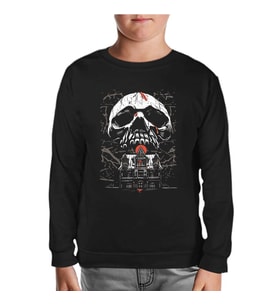 Skull over a Horror House Siyah Çocuk Sweatshirt