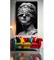 MODERN SANAT HEYKEL V1 Ev Duvar Salon Güzellik Salonu Ofis Dükkan Dekarasyon Kanvas Tablo (Çok Renkli)