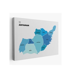 Adıyaman  İli ve İlçeler Haritası  Dekoratif Kanvas Tablo 1249