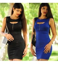 Fermuar Detaylı Mini Elbise