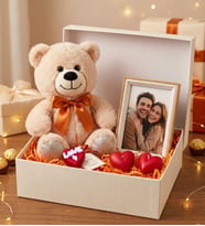 Premium Kalite Peluş Hayvan , Fotoğraf Çerçevesi, 3 lü Kalp Mum Hediye seti