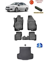 Fiat Linea 2007 Sonrası Uyumlu 3D Havuzlu Paspas ve Bagaj Havuzu Seti ASMA KOKU VE NUMARATÖR HEDİYELİ