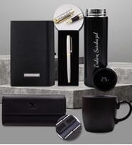 Kişiye Özel 500 ML Dereceli Termos & Hakiki Deri Unisex Portföy Cüzdan & Defter & Premium Roller Kalem & Kupa Premium Hediye Seti (Siyah)