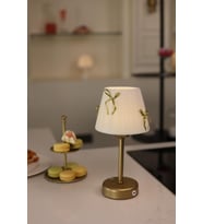 Kadife Süet Gold Fiyonk Kablosuz Şarjlı Masa Lambası (Krem)