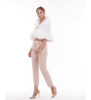 Taşlı Suni Kürklü Bolero (Beyaz)