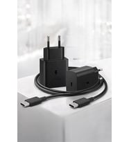 Lexroo 25W USB-C PD-Pps Super Hız Şarj Adaptörü ve 1m 3A Type-C to Type-C Kablo Siyah