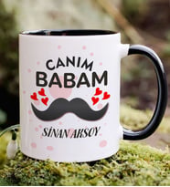 BK Gift Kişiye Özel Canım Babam Tasarımlı Siyah Kupa Bardak, Doğum Günü Hediyesi