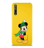 Huawei Y8P Soft Premier Kapak Mickey Mouse-G Tasarımlı Silikon Kılıf - Sarı (Şeffaf)