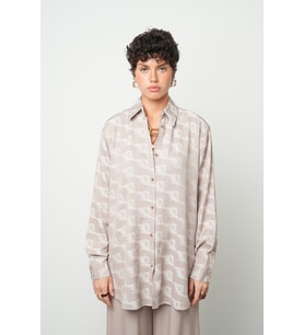 Kadın Viskon Karışımlı Etnik Desen Oversize Tunik Gömlek