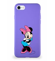 Apple iPhone SE 2020 Soft Premier Kapak Minnie Mouse-D Tasarımlı Silikon Kılıf - Mor (Şeffaf)