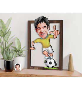 BK Gift Kişiye Özel Erkek Futbolcu Karikatürlü 3D Ahşap Tablo-10, Sevgiliye Hediye, Arkadaşa Hediye, Doğum Günü Hediyesi