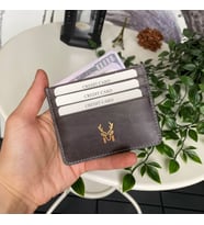 Modica Ducal - Hakiki Deri Ultra İnce Kartlık, Minimalist Kredi Kartı Kılıfı (Gri)