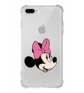 Apple iPhone 8 Plus Uyumlu Köşe Korumalı Antişok  Kapak Minnie Mouse Tasarımlı Şeffaf  Kılıf