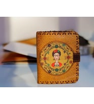 Frida Figürlü Küçük Cüzdan Etnik Bohem Retro Style - Hardal