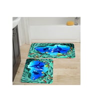Rovigo Home Dijital Baskılı 2'li Banyo paspas Takımı RVG5037 (Mavi)