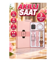 Yeni Nesil Kadın Akıllı Saat Rose Gold Android ve iOS Uyumlu 3 Kordonlu Set