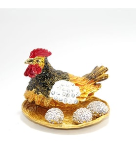 Periboia Swarovski Taşlı Yumurtalı Tekli Tavuk Model 1 (Çok Renkli)