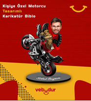 Kişiye Özel Motorcu Tasarımlı Karikatür Biblo Erkek Model-7