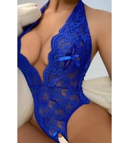 Dantelli Özel Bölgesi Açık Babydoll (Mavi-Mavı)