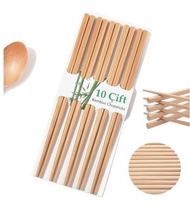 10 Çift - 20 Adet Yıkanabilir Organik Bambu Çin Çubuk Uzakdoğu Çin Yemek Çubuğu 