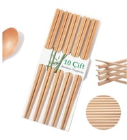 10 Çift - 20 Adet Yıkanabilir Organik Bambu Çin Çubuk Uzakdoğu Çin Yemek Çubuğu 