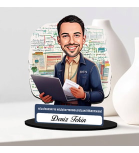 En Başarılı Erkek Bilişim Öğretmenine Hediye Karikatürlü Biblo