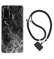 Samsung A02S A03S A10 A12 A13 A21S A22 Kılıf Boyun Askılı Silikon Kara Mermer 1375