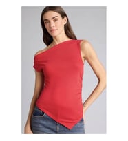 Defacto Slım Fıt Tek Omuzlu Ribana Kırmızı Kadın T-Shirt F2453AX/RD286