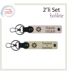 Yakın Dostluklara Özel Anlamlı Armağan, Gemi Motifli Kişisel Set, Pudra-Sütlü Kahve