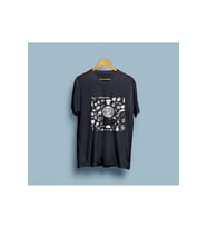 Oversize Pizza ve Malzeme Tasarım Unisex T-shirt (Siyah)