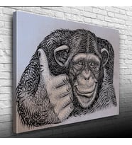 Siyah ve Gri Tonlarda Maymun Portresi Kanvas Tablo 50 x 70