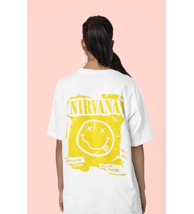 Tasarım Nirvana Rock Metal Sırt Baskılı Unisex Oversize Müzik Grubu Tişört