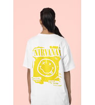 Tasarım Nirvana Rock Metal Sırt Baskılı Unisex Oversize Müzik Grubu Tişört
