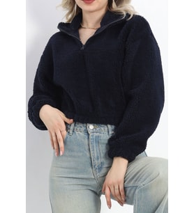 Üç İplik Beli Lastikli Polar Sweat Lacivert - 20708.1872.