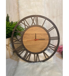 Dekoratif Ahşap Duvar Saati 50cm