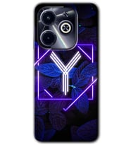 İnfinix Hot 40i Kılıf HD Desen Baskılı Kılıf - Dark Neon Yaprak Y Harfi