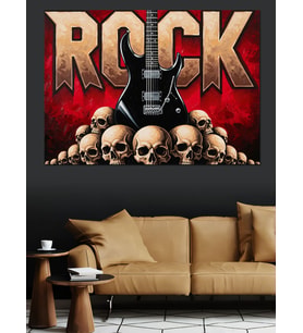 Kurukafa Rock Müzik Teması Dekoratif Kanvas - Mdf Ahşap Tablo
