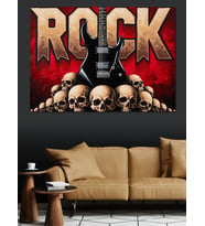 Kurukafa Rock Müzik Teması Dekoratif Kanvas - Mdf Ahşap Tablo