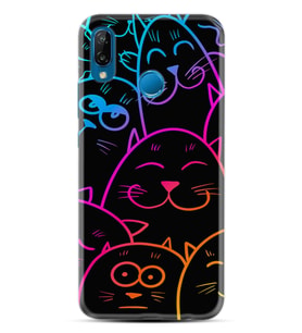 Huawei P20 Lite Mate 10 20 Lite Pro P40 Lite KılıfDesemli Silikon Neon Cats 1790