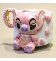 3D Kabartmalı HEDİYE Harf Charmlı El Yapımı Kişiselleştirilebilir LİLO ve STİTCH  Seramik Kupa (K.Pembe)