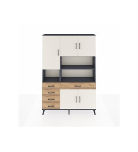 Arges Dolap 9 Raflı 5 Çekmeceli 5 Kapaklı 132x30x195 Antrasit-Aytaşı/Çam
