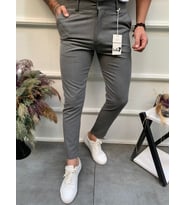 Mero Life Erkek Gri Italyan Kesim Slim Fit Kaliteli Esnek Likralı Bilek Boy Kumaş Pantolon